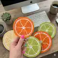 Citrus Slice Coasters Pattern step 1 - construction progress
