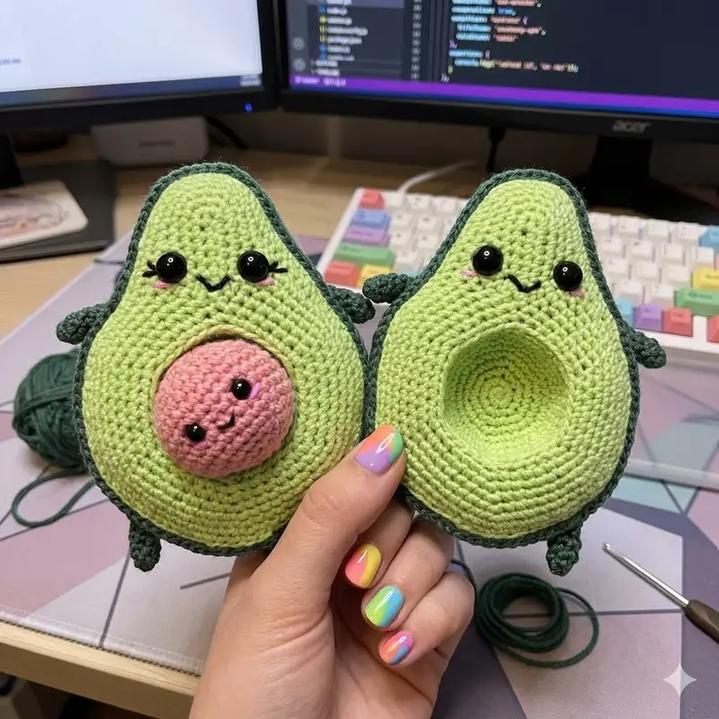 Complimentary Intermediate crochet pattern: Avocado family Amigurumi Pattern - Simple to follow guide