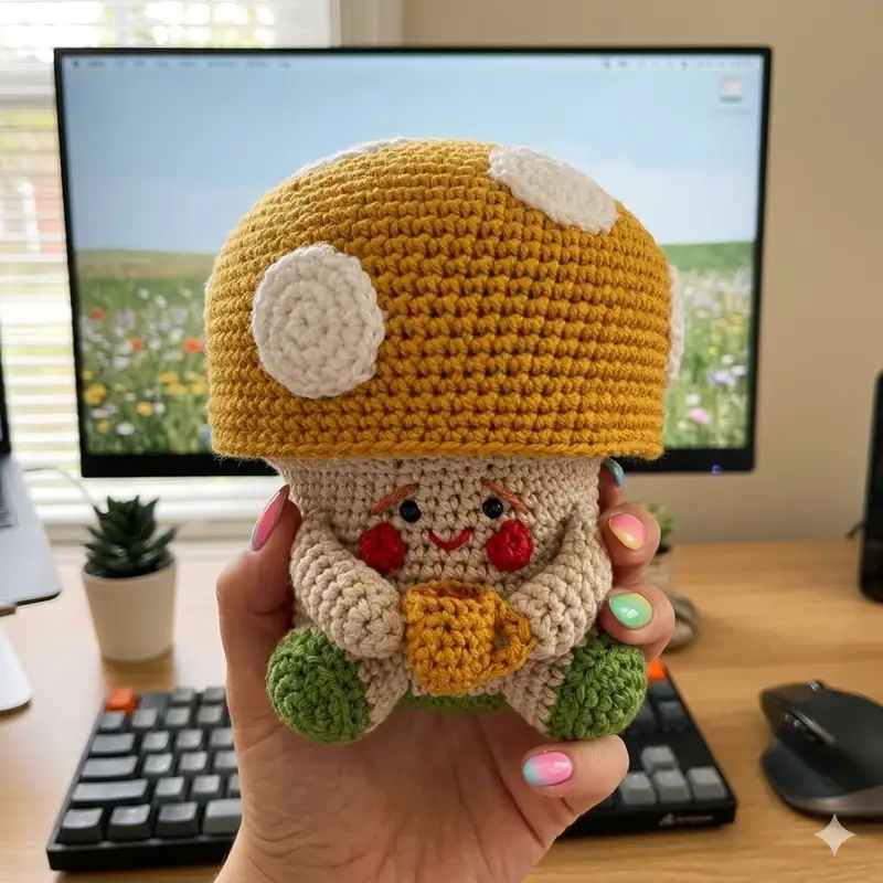 Complimentary Intermediate crochet pattern: Tofi the Mushroom Amigurumi Pattern - Simple to follow guide