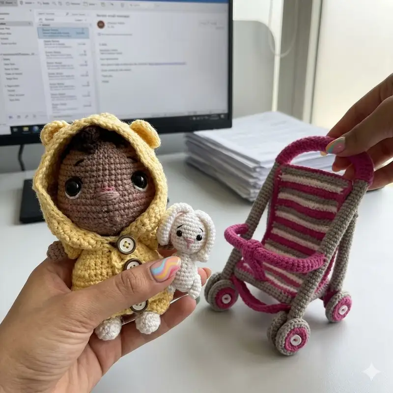 Complimentary Intermediate crochet pattern: Baby on a Walk Amigurumi Pattern - Simple to follow guide