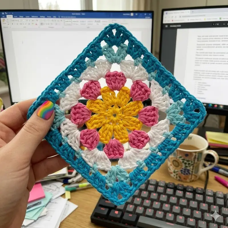 Complimentary Beginner Friendly crochet pattern: Daisy Granny Crochet Square Pattern - Simple to follow guide