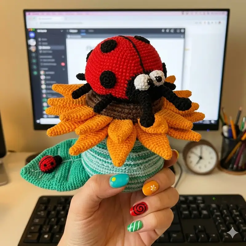 Complimentary Intermediate crochet pattern: Sunflower Stacking Toy Amigurumi Pattern - Simple to follow guide