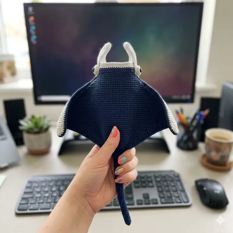 Complimentary Intermediate crochet pattern: Jacque the Manta Ray Amigurumi Pattern - Simple to follow guide