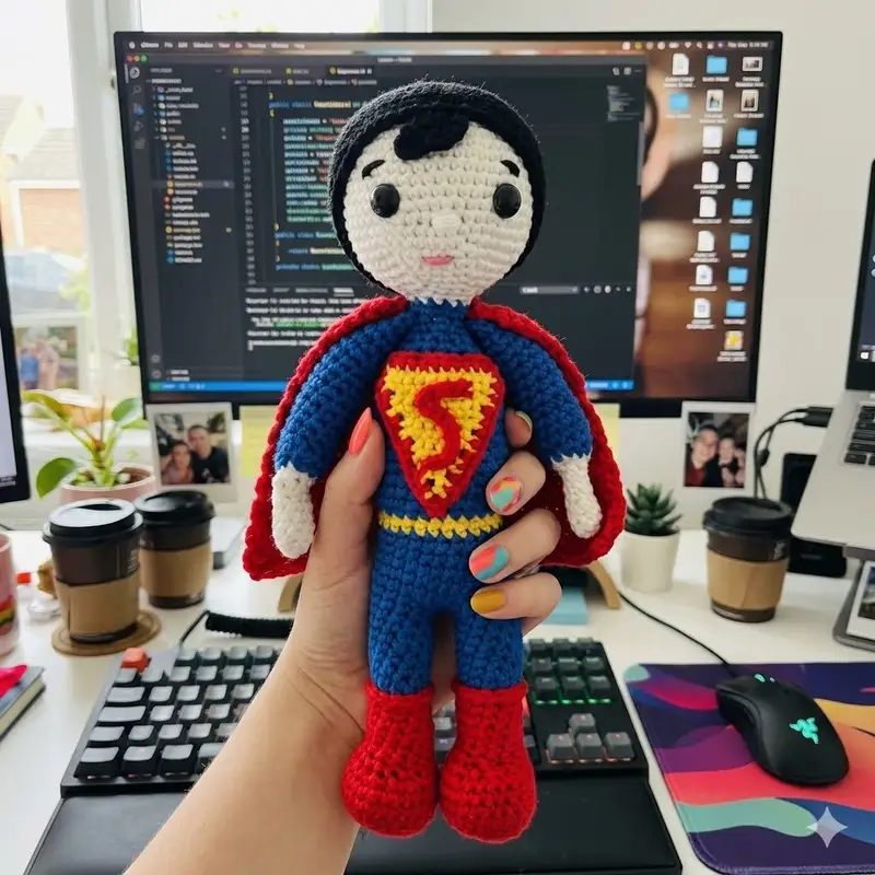 Complimentary Intermediate crochet pattern: Superman Amigurumi Pattern - Simple to follow guide