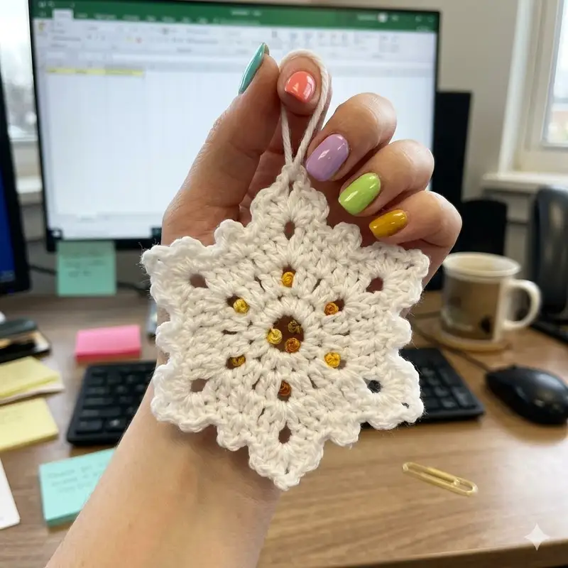 Complimentary Beginner Friendly crochet pattern: Snowflake Ornament Pattern - Simple to follow guide
