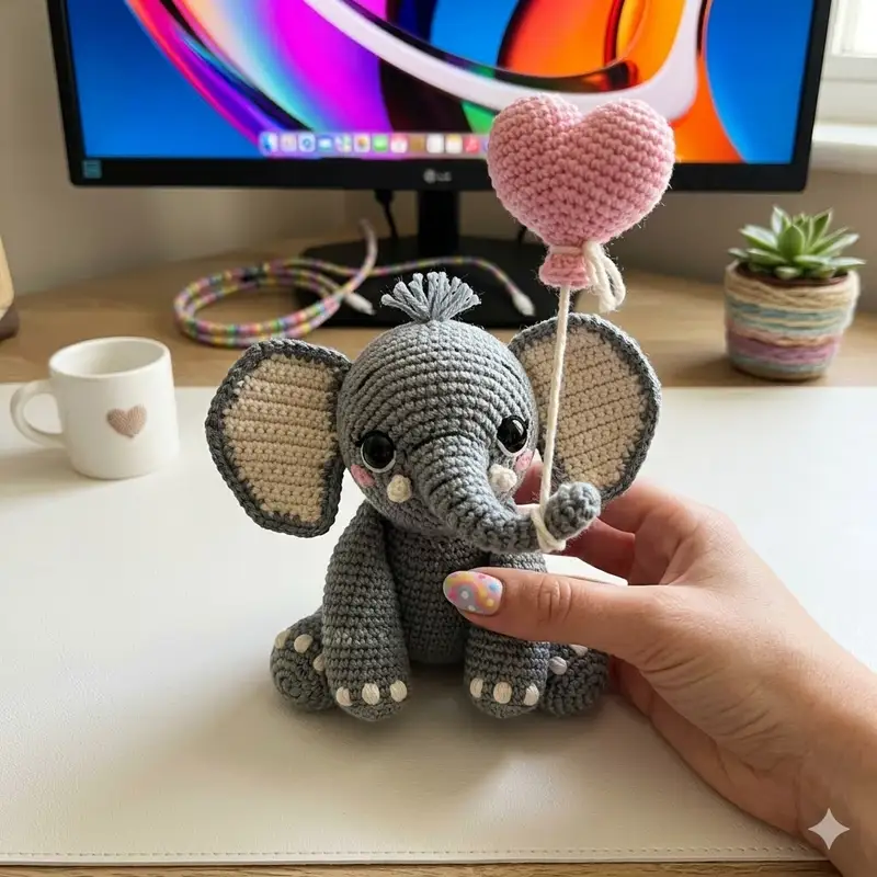 Complimentary Intermediate crochet pattern: Elephant Elf Amigurumi Pattern - Simple to follow guide