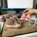 Baby Sneaker Booties Crochet Pattern step 2 - assembly progress