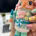 The Baby Blue Nutcracker Amigurumi Pattern step 2 - assembly progress