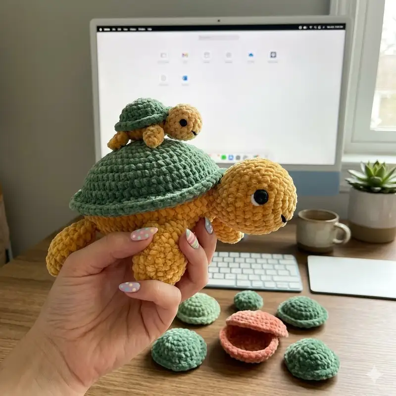 Complimentary Intermediate crochet pattern: Turtle Memory Game Amigurumi Pattern - Simple to follow guide