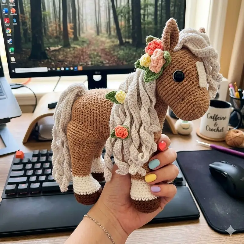 Complimentary Intermediate crochet pattern: Summer Horse Amigurumi Pattern - Simple to follow guide