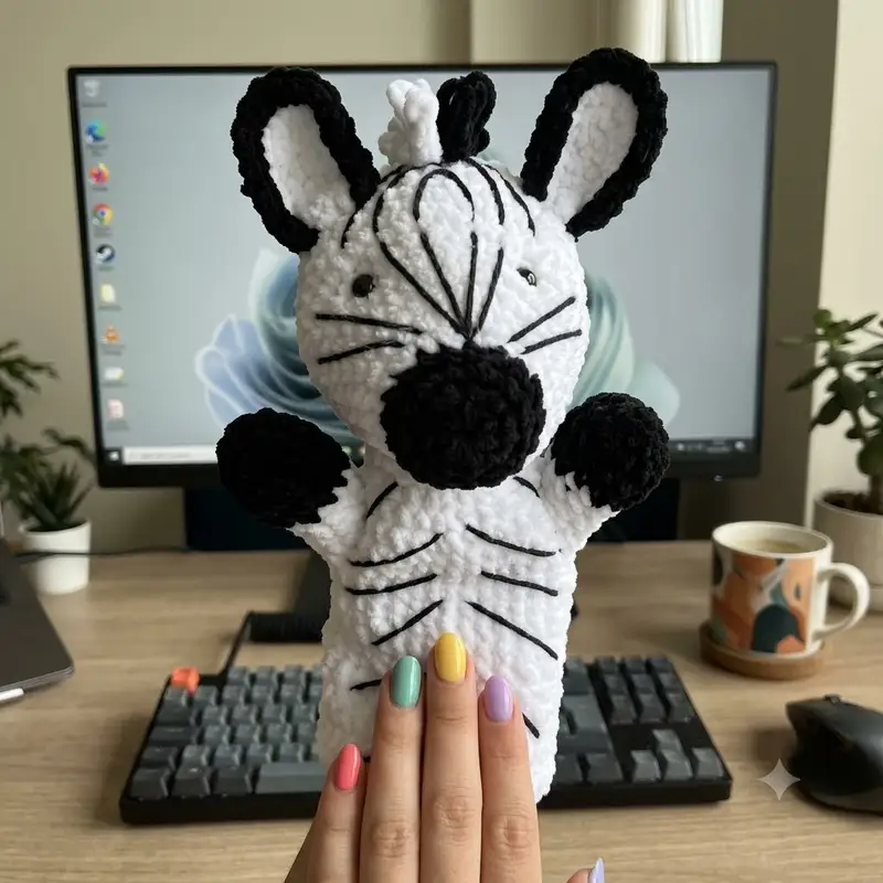 Complimentary Intermediate crochet pattern: Zebra Hand Puppet Amigurumi Pattern - Simple to follow guide