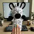 Zebra Hand Puppet Amigurumi Pattern step 2 - assembly progress