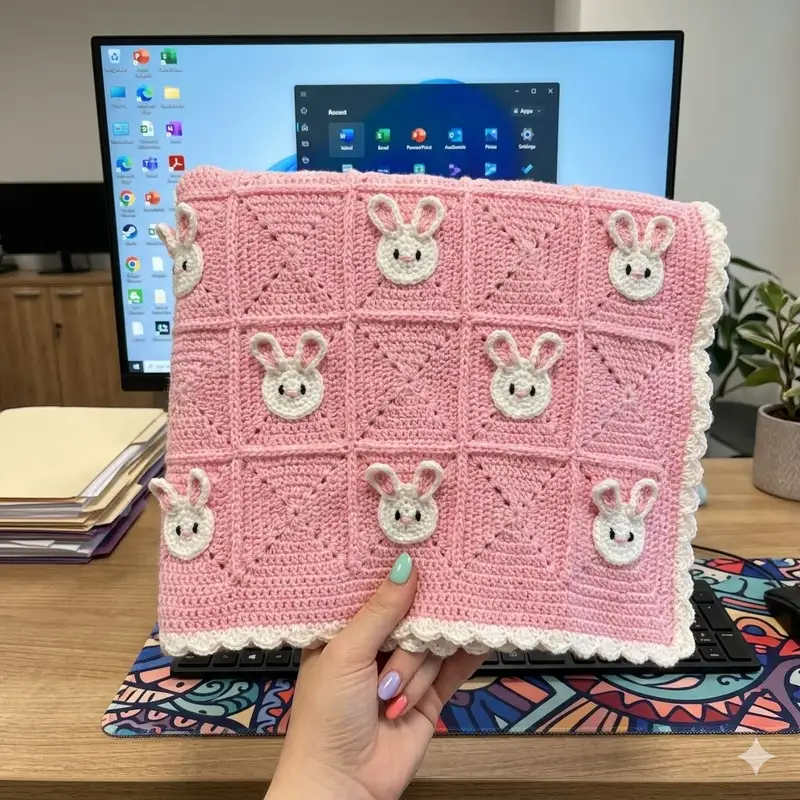 Complimentary Intermediate crochet pattern: Bunny Baby Blanket Pattern - Simple to follow guide
