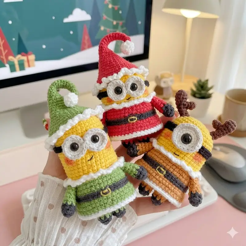 Complimentary Intermediate crochet pattern: Christmas Minion Amigurumi Pattern - Simple to follow guide