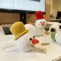 Crochet Snowman Ornaments Amigurumi Pattern step 2 - assembly progress