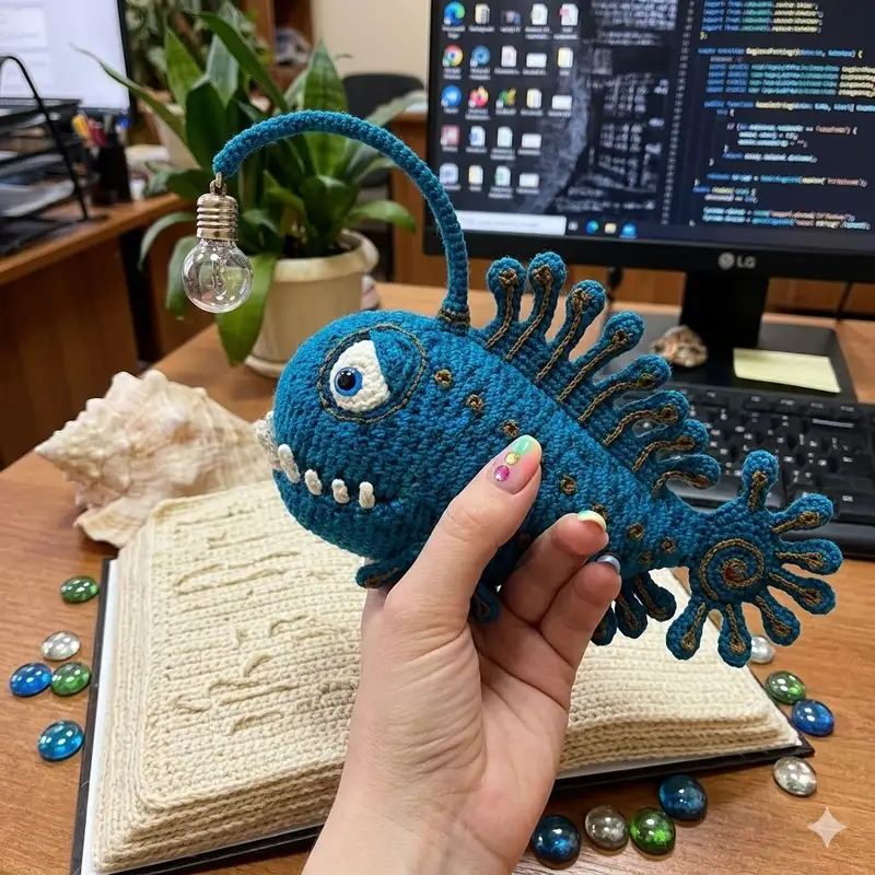 Complimentary Intermediate crochet pattern: Anglerfish SAM Amigurumi Pattern - Simple to follow guide