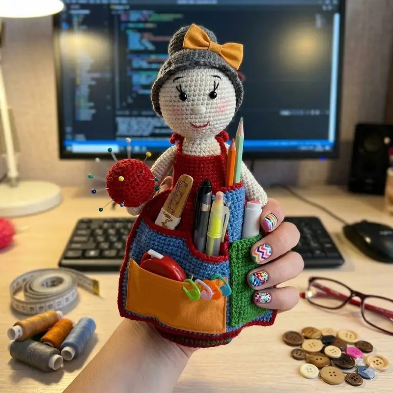 Complimentary Intermediate crochet pattern: Doll - organizer Amigurumi Pattern - Simple to follow guide