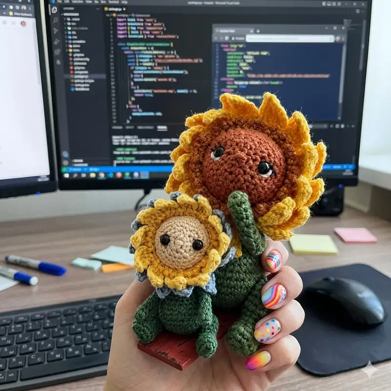 Complimentary Intermediate crochet pattern: Baby Sunflower Amigurumi Pattern - Simple to follow guide
