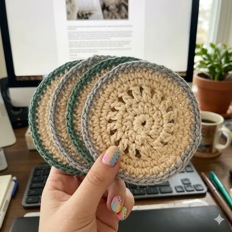 Complimentary Beginner Friendly crochet pattern: Circular Coasters Pattern - Simple to follow guide
