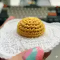 Fried Egg Amigurumi Pattern step 2 - assembly progress