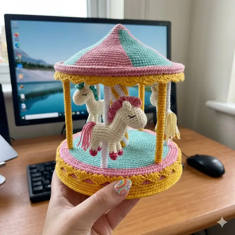 Complimentary Intermediate crochet pattern: Merry-go-round Amigurumi Pattern - Simple to follow guide