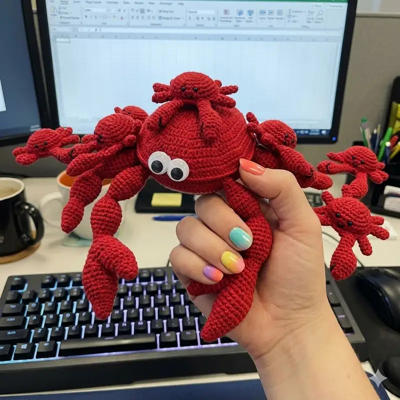 Complimentary Beginner Friendly crochet pattern: Crab Memory Game Amigurumi Pattern - Simple to follow guide