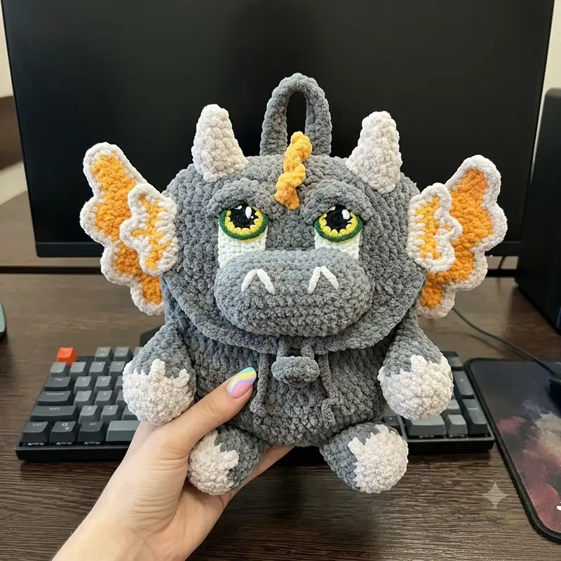Complimentary Intermediate crochet pattern: Baby Dino Backpack Amigurumi Pattern - Simple to follow guide