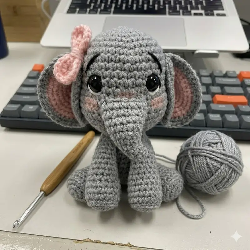 Complimentary Intermediate crochet pattern: Elephant Amigurumi Pattern - Simple to follow guide