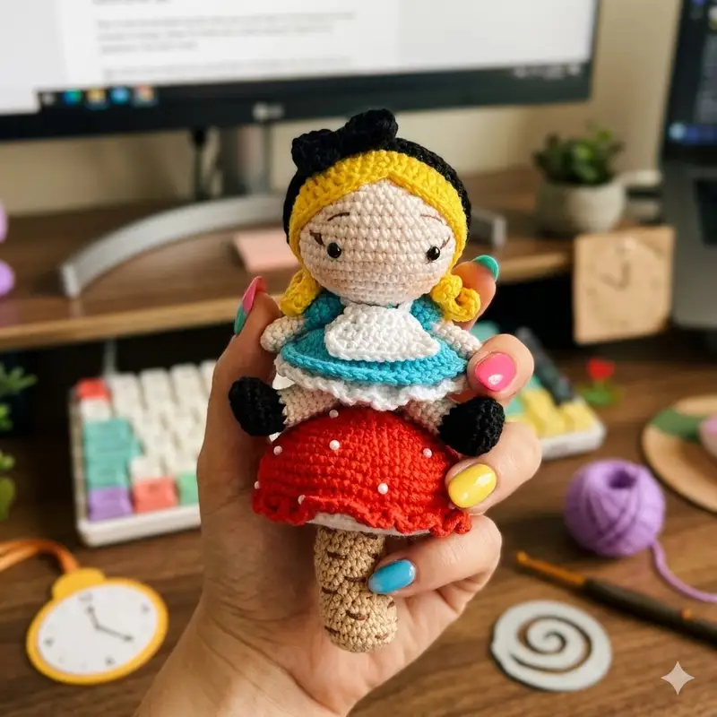 Complimentary Intermediate crochet pattern: Alice in Wonderland Amigurumi Pattern - Simple to follow guide