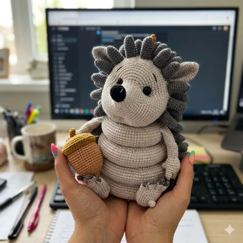 Complimentary Intermediate crochet pattern: Hedgehog Stacking Toy Amigurumi Pattern - Simple to follow guide
