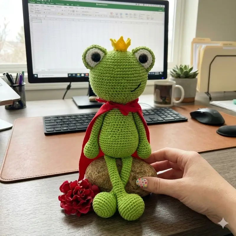 Complimentary Intermediate crochet pattern: Frog Prince Amigurumi Pattern - Simple to follow guide