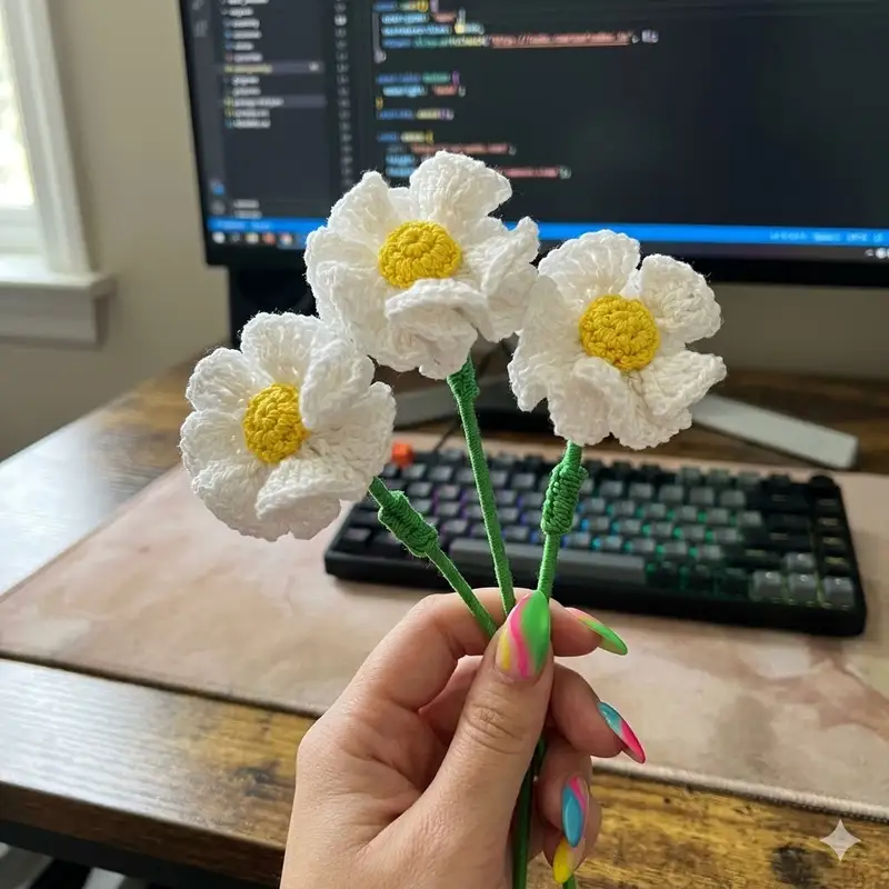 Complimentary Intermediate crochet pattern: Daisy and Carnation Crochet Flower Pattern - Simple to follow guide