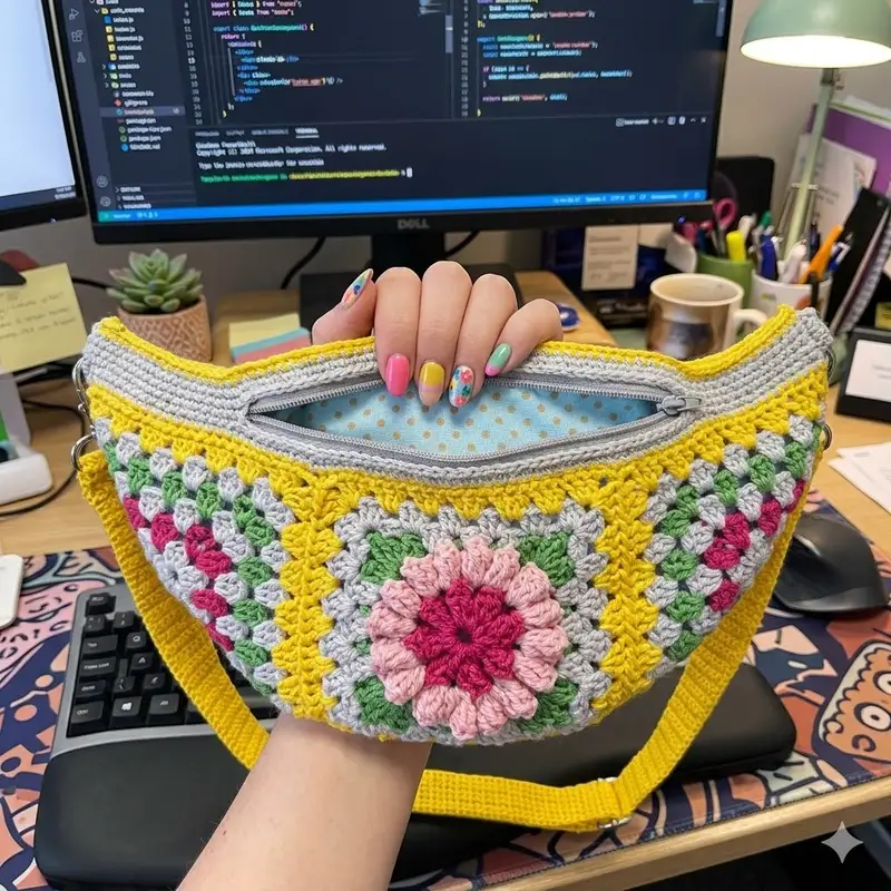 Complimentary Intermediate crochet pattern: Floral Crossbody Bag Pattern - Simple to follow guide