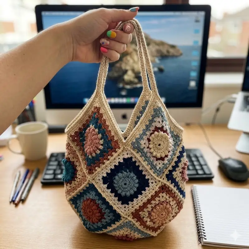 Complimentary Advanced crochet pattern: Granny Shoulder Bag Pattern - Simple to follow guide
