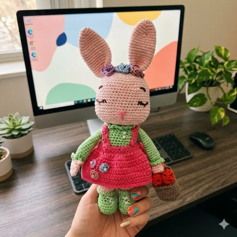 Complimentary Intermediate crochet pattern: Lady Bunny Amigurumi Pattern - Simple to follow guide