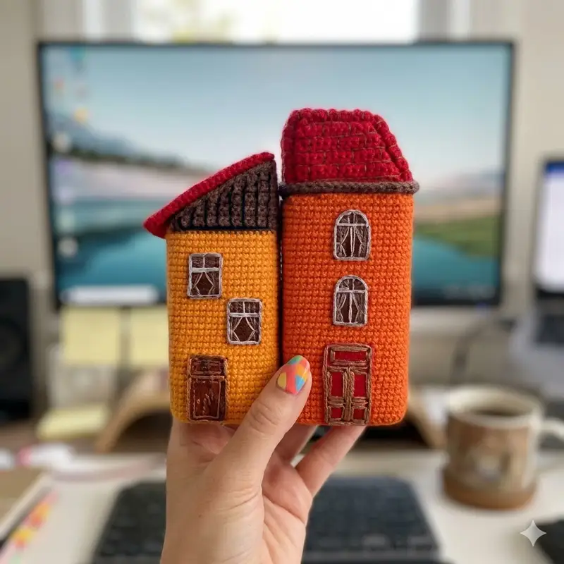 Complimentary Intermediate crochet pattern: Small Houses Amigurumi Pattern - Simple to follow guide
