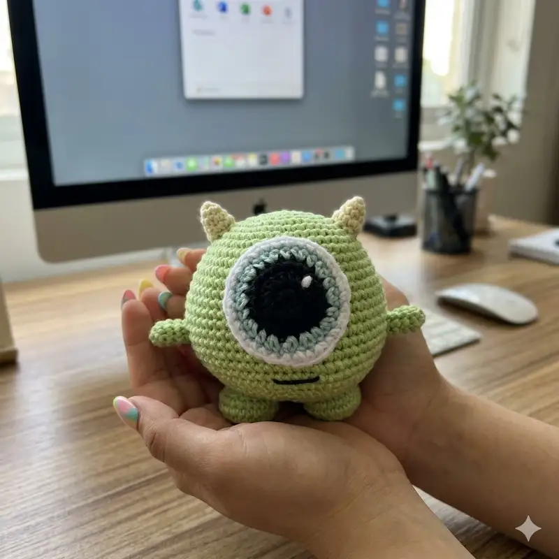 Complimentary Intermediate crochet pattern: Mike Wazowski Amigurumi Pattern - Simple to follow guide
