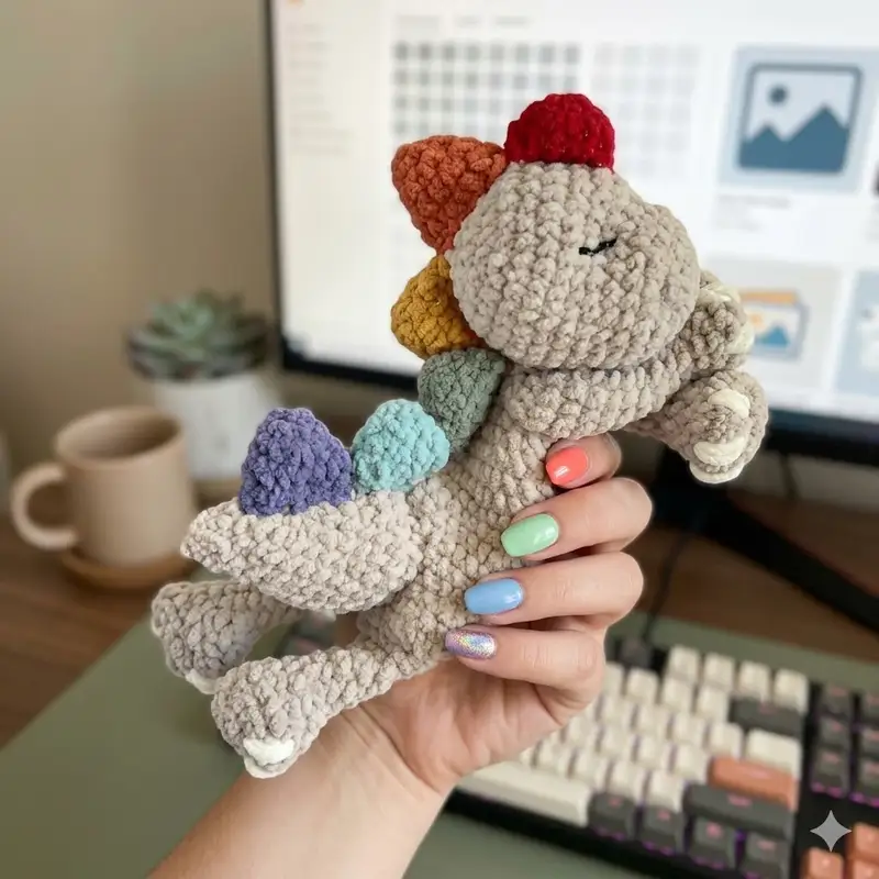 Complimentary Beginner Friendly crochet pattern: Sleepy Snuggle-saurus Rag Doll Amigurumi Pattern - Simple to follow guide