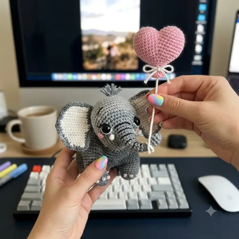 Complimentary Intermediate crochet pattern: Elephant Elf Amigurumi Pattern - Simple to follow guide