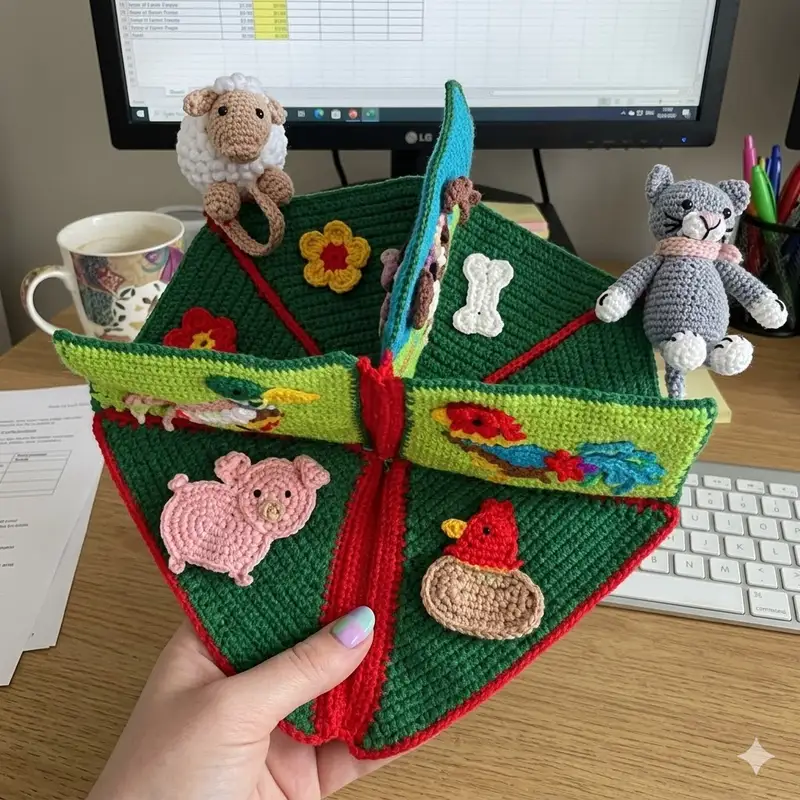 Complimentary Intermediate crochet pattern: Farm Animals - Quiet Book Amigurumi Pattern - Simple to follow guide