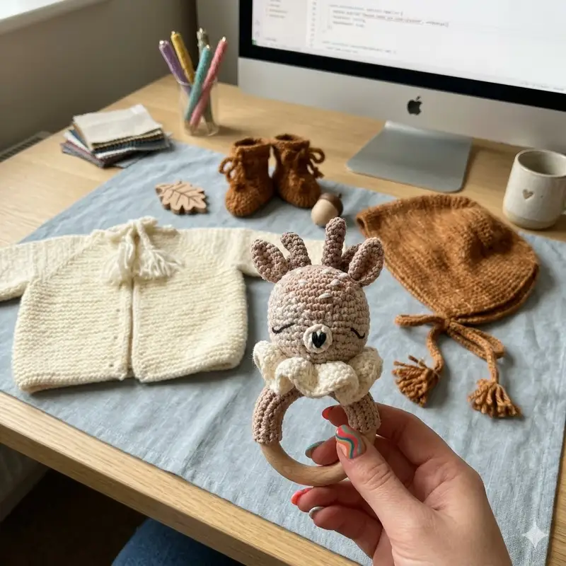 Complimentary Intermediate crochet pattern: Biscuit (mini) Set Knitting Pattern - Simple to follow guide