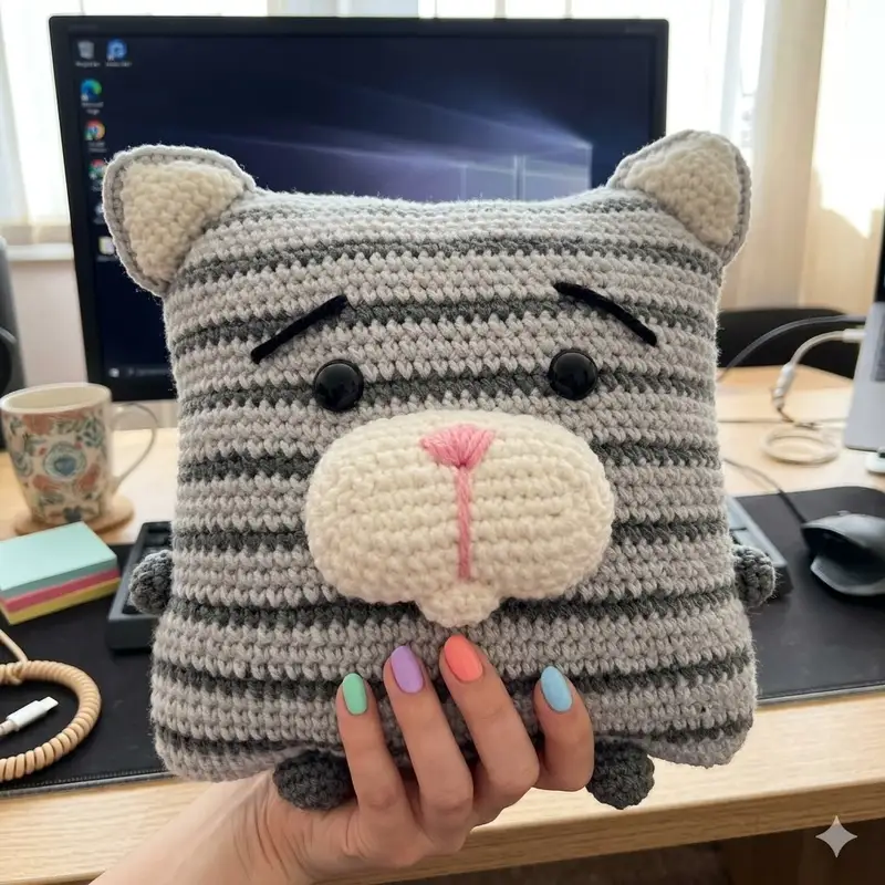 Complimentary Intermediate crochet pattern: Pillow-Cat Amigurumi Pattern - Simple to follow guide