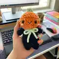 Mini Pumpkin Man Amigurumi Pattern step 2 - assembly progress