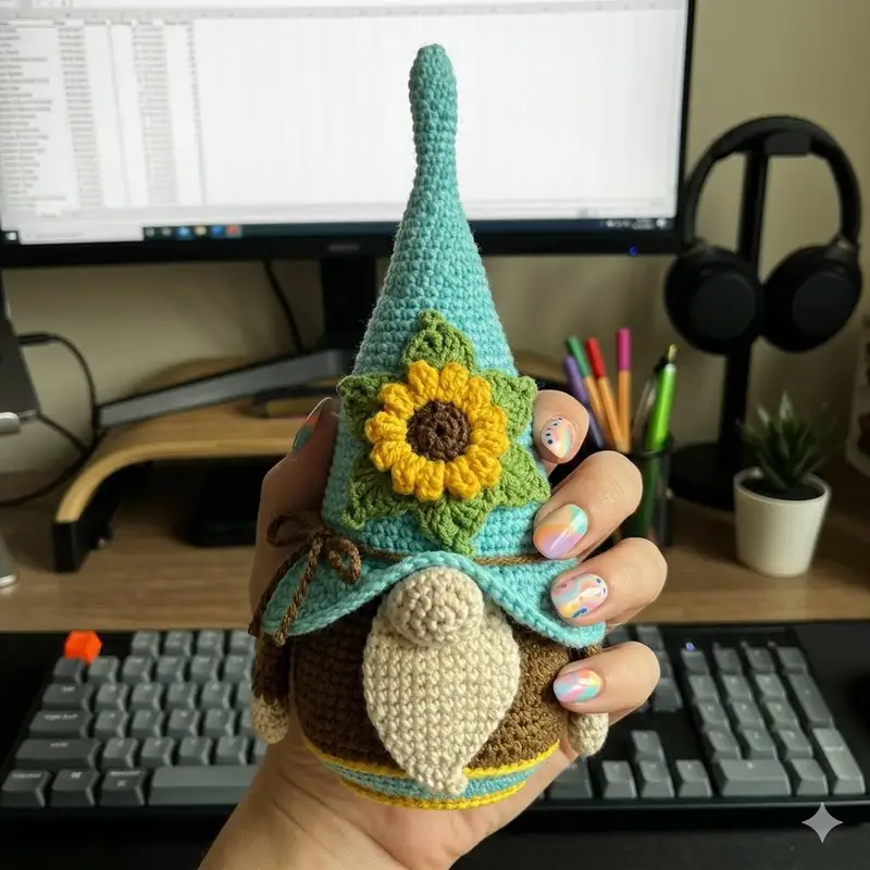 Complimentary Intermediate crochet pattern: Crochet Gnome Amigurumi Pattern - Simple to follow guide
