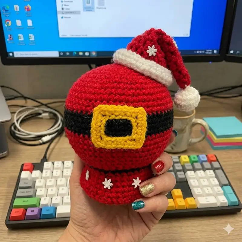 Complimentary Intermediate crochet pattern: Santa Belly Snow Globe Amigurumi Pattern - Simple to follow guide