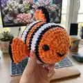 Nemo The Clown Fish Amigurumi Pattern step 1 - construction progress