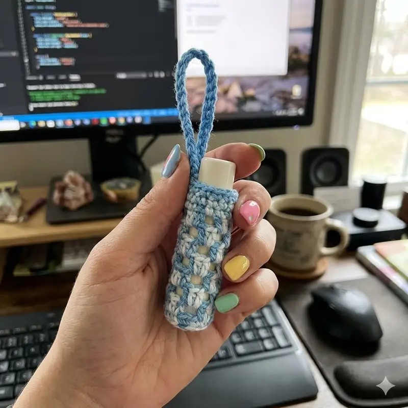 Complimentary Beginner Friendly crochet pattern: Handy Dandy Lip Balm Holder Pattern - Simple to follow guide