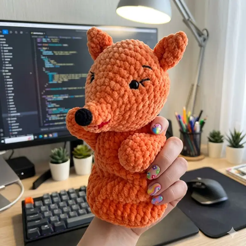 Complimentary Intermediate crochet pattern: Fox Hand Puppet Amigurumi Pattern - Simple to follow guide