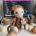 Lucy the Monkey Amigurumi Pattern step 1 - construction progress