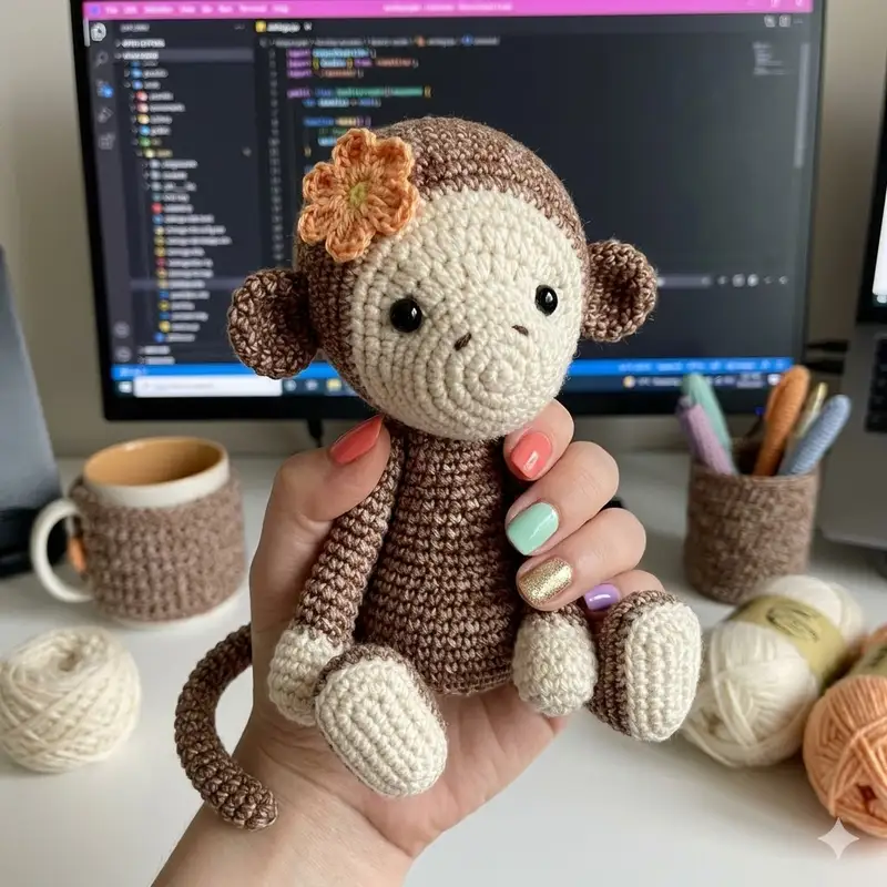 Complimentary Intermediate crochet pattern: Lucy the Monkey Amigurumi Pattern - Simple to follow guide
